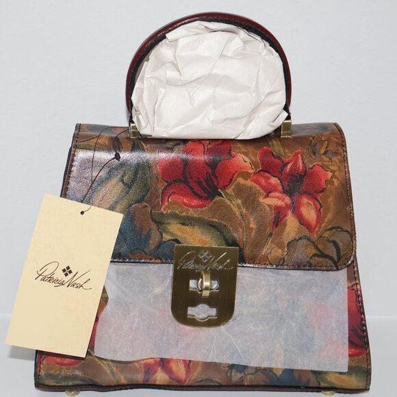 Patricia Nash Vintage Satchel Floral Leather Top Handle Bag - Picture 5 of 9